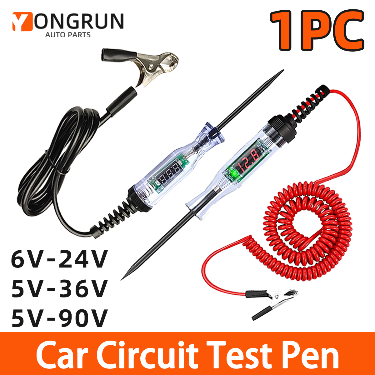 Car Diagnostic Tool - YONGRUN 1個 自動車電圧回路テスター デジタルLEDロングプローブペン 5V 6V