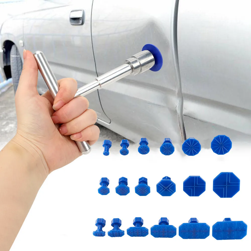 Automotive Tools - 車のへこみ修理用プーラー、18個のプラスチック製接着タブ付きの車用修理工具セット。プラスチック製のハンドルが付いた、あらゆる車種に対応する汎用型へこみ除去ツール。