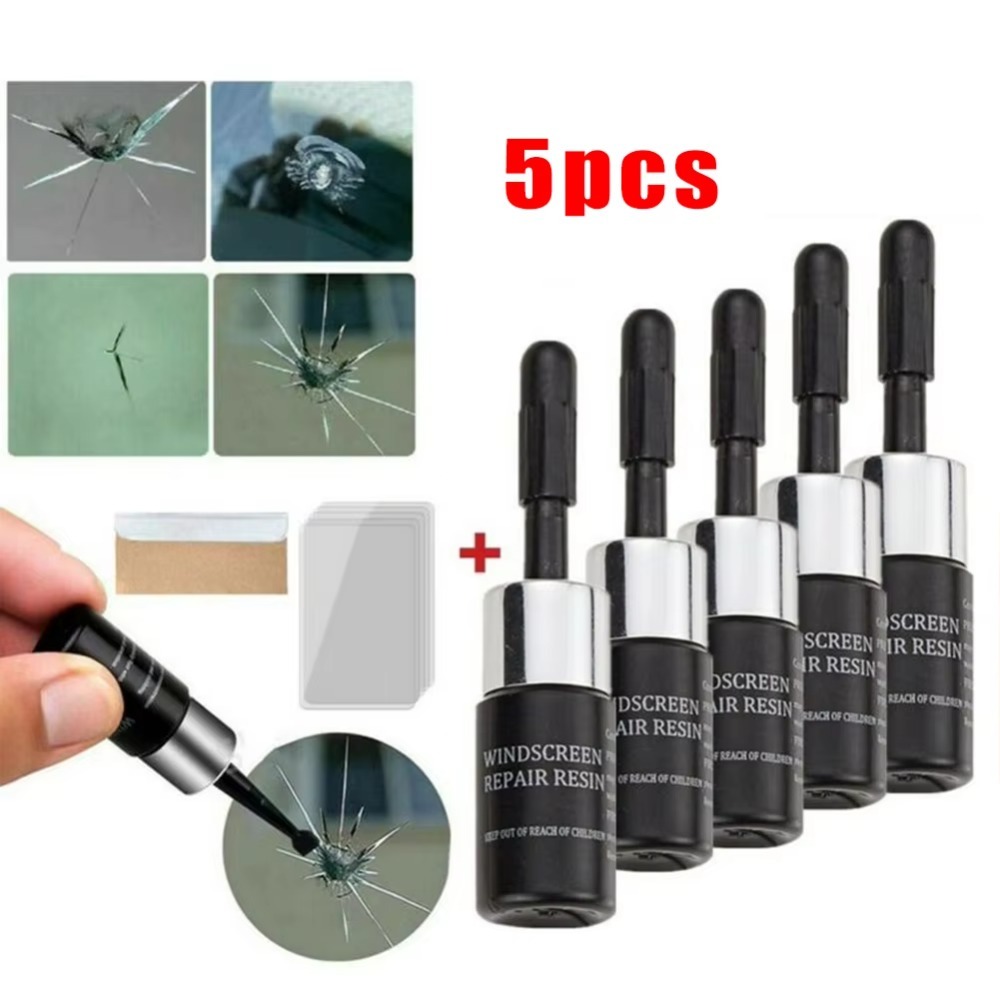 Car Repair Tools - 5点セット 自動車用ガラスひび割れ修理ツールキット。あらゆる車種のフロントガラスのひび割れや傷を修復。
